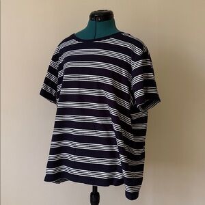 L.L. Bean | 100% Cotton Crewneck Short Sleeve Tee in Navy Blue Stripe | Size 2X